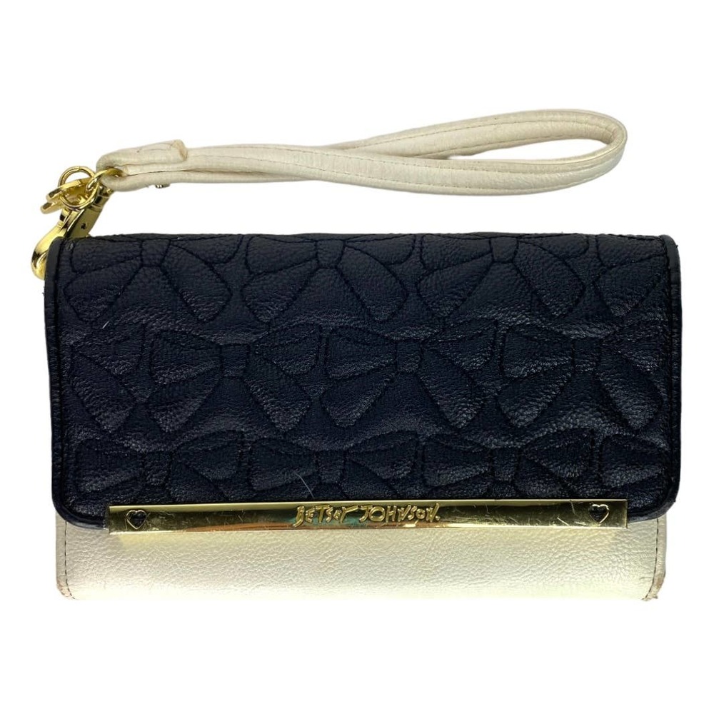 Betsey Johnson Quilted Bows Tow-Tone Flap Wristlet/Wallet